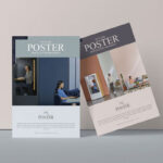 Mockup Displaying One Tilted and One Firmly Standing Posters