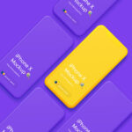 Mockup Displaying Overhead View of Five iPhone X