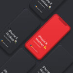 Mockup Displaying Overhead View of Five iPhone X