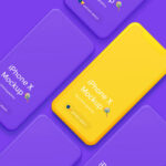 Mockup Displaying Overhead View of Five iPhone X