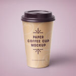 Mockup Displaying Paper Coffee Cups in Four Different Scenes