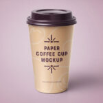 Mockup Displaying Paper Coffee Cups in Four Different Scenes