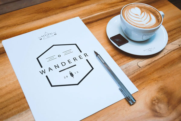 Mockup Displaying Perspective View of A4 Letterhead and Coffee Cup