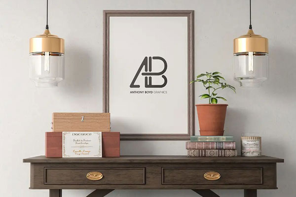 Mockup Displaying Poster on a Setting with Classic Furniture