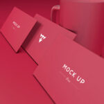 Mockup Displaying Six Various Scenes of Business Cards in Different Positions