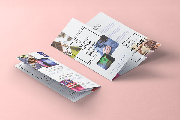 Mockup Displaying Two Different Positions of Trifold Brochure