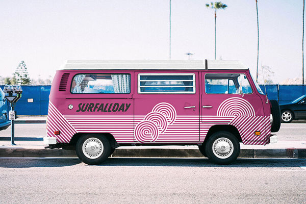 Mockup Displaying White Volkswagen on Outdoor Scene