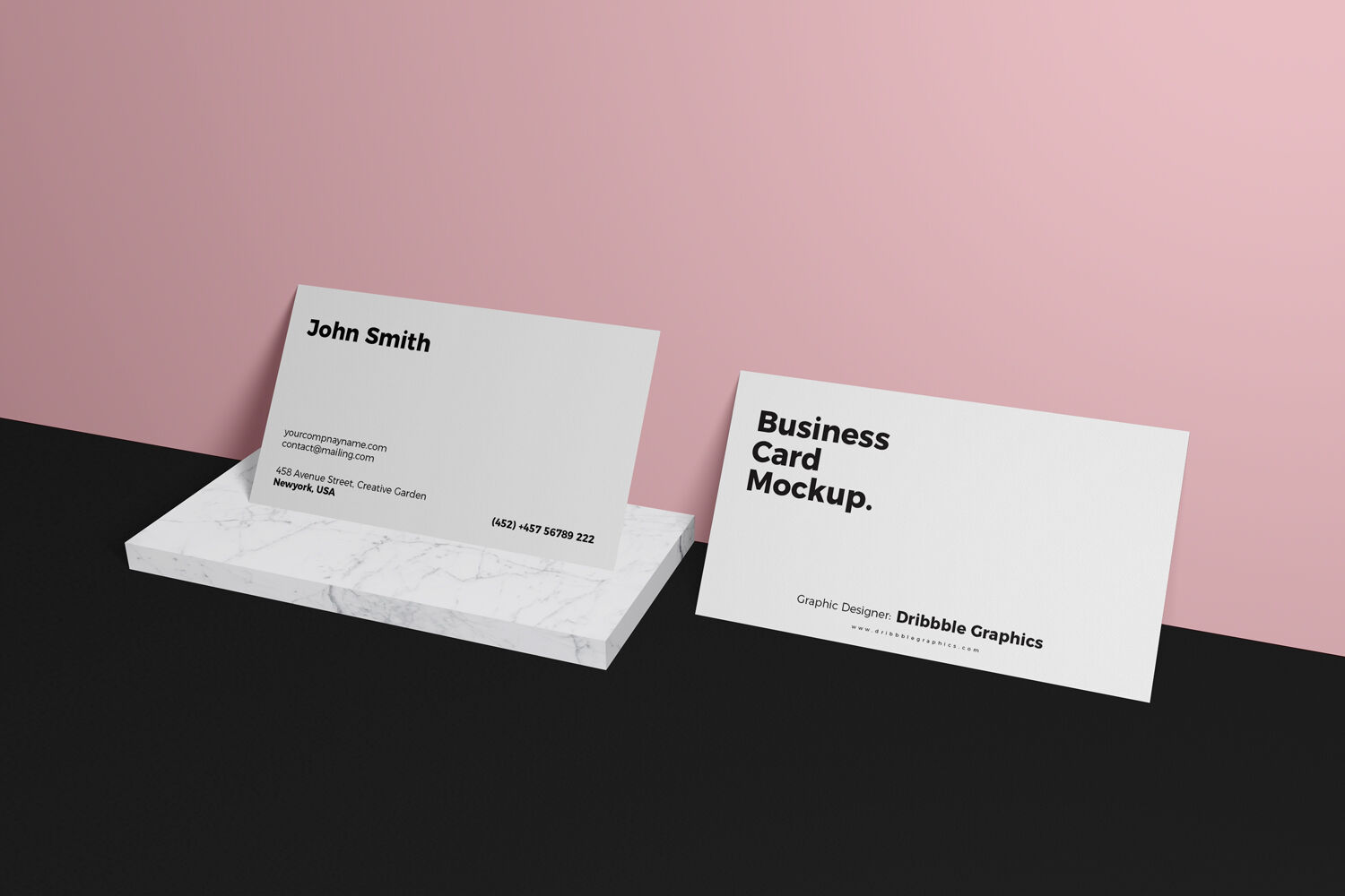 Mockup Featuring 2 Business Cards Relying on Wall FREE PSD