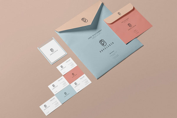 Mockup Featuring 2 Envelopes, 6 Business Cards, and ID Badge