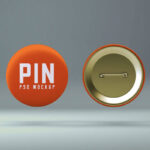 Mockup Featuring 2 Pin Buttons in Front and Back Views