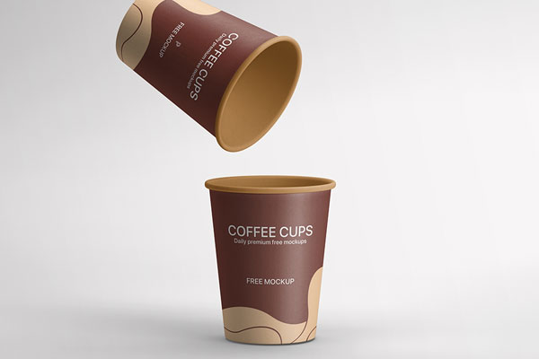 Mockup Featuring 2 Realistic Modern Coffee Cups