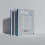 Mockup Featuring 3 Standing Books in a Row
