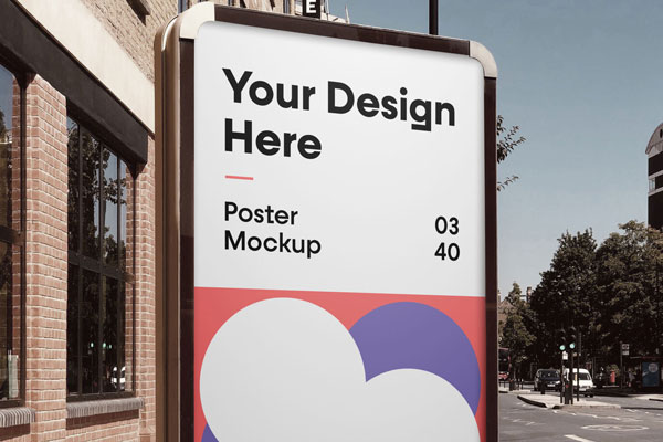 Mockup Featuring a City Poster Near a Street