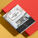 Mockup Featuring a Closed Book Laid in Perspective