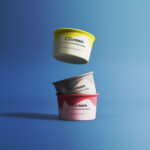 Mockup Featuring a Falling and Two Stacked Ice Cream Cups
