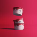 Mockup Featuring a Falling and Two Stacked Ice Cream Cups