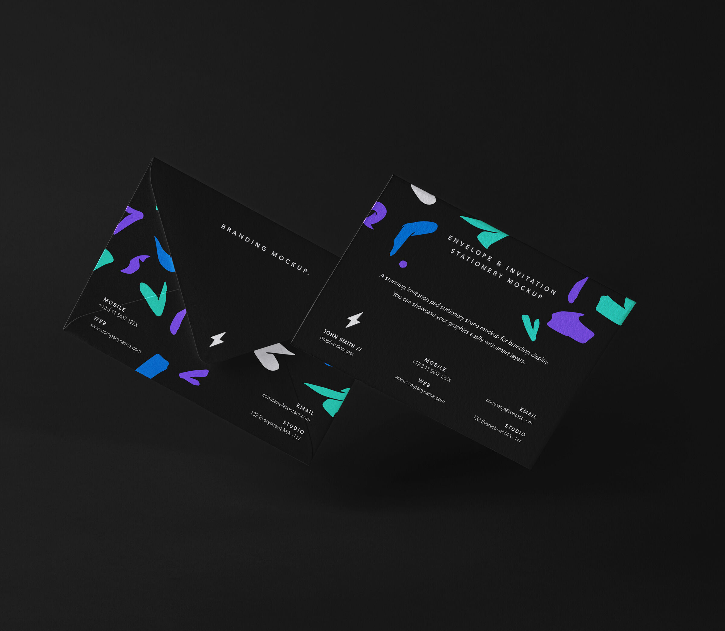 Mockup Featuring a Floating Envelope and Invitation Card FREE PSD