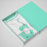 Mockup Featuring a Folded T-Shirt in the Packaging Box in Perspective