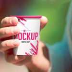 Mockup Featuring a Hand Holding a Disposable Hot Cup