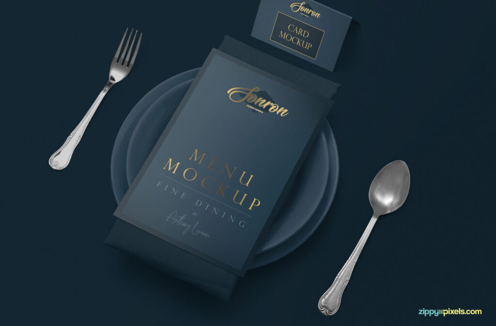 Mockup Featuring a Menu with Dining Table Scene