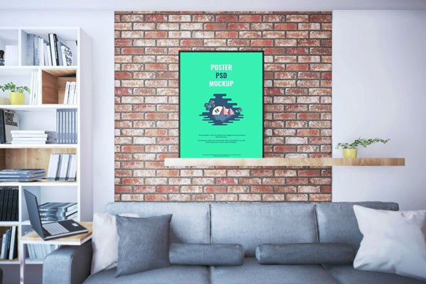 Mockup Featuring a Poster Placed on a Shelf