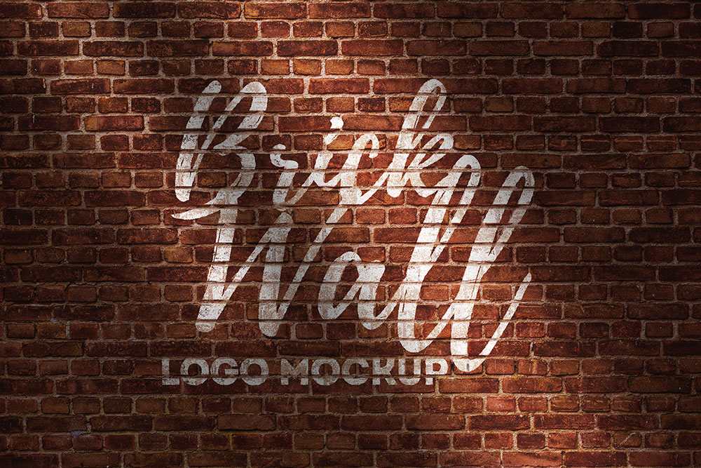 Mockup Featuring a Realistic Brick Wall Logo