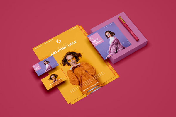 Mockup Featuring a Set of Stationery in Perspective