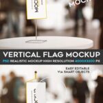 Mockup Featuring a Vertical Mini Desk Flag