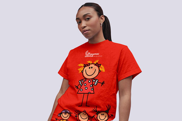 Mockup Featuring a Young Girl Wearing T-Shirt