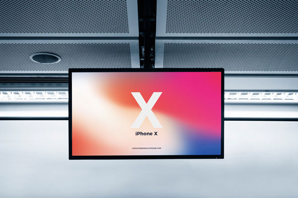 Mockup Featuring an LCD Screen Set Up in the Ceiling
