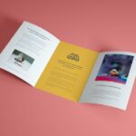 Mockup Featuring an Open Square Trifold Brochure Mockup