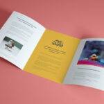 Mockup Featuring an Open Square Trifold Brochure Mockup