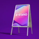 Mockup Featuring an Outdoor Advertising Foldable A-Stand