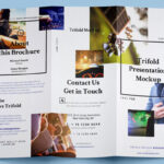 Mockup Featuring Back and Front View of Trifold Brochure