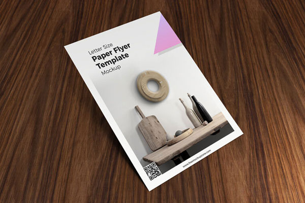 Mockup Featuring Flyer Tilted Backwards at a 3\4 Angle View