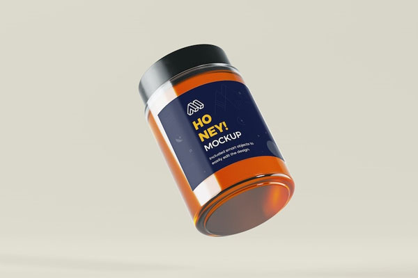 Mockup Featuring Flying Honey Jar Packaging