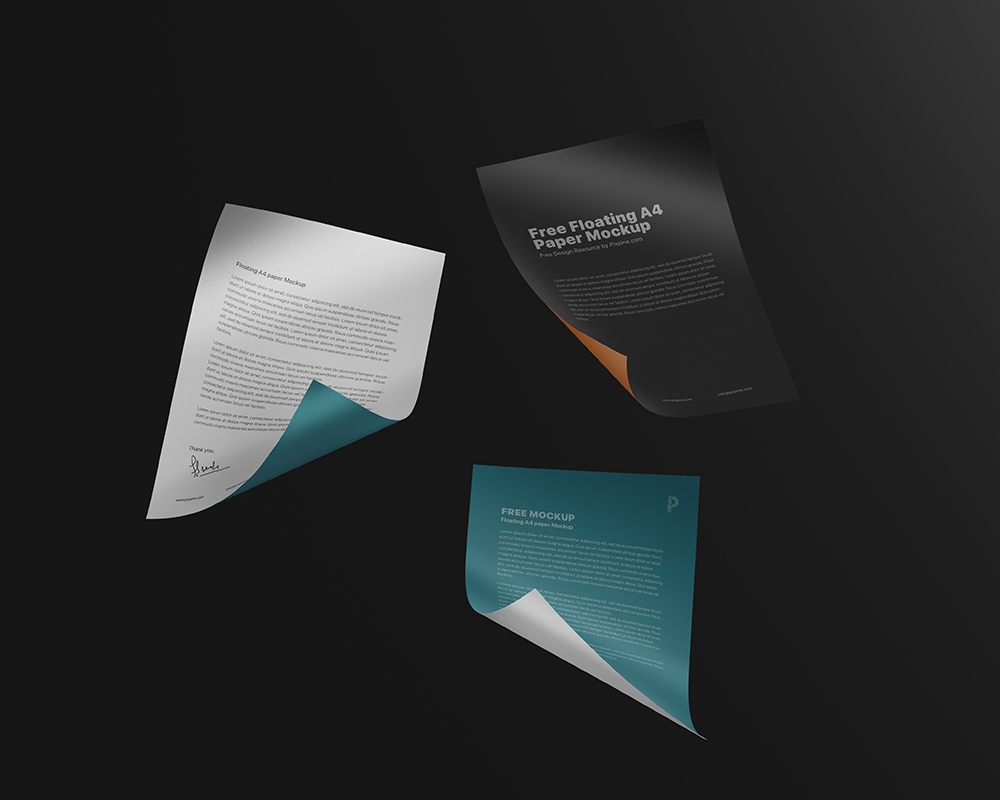 Mockup Featuring 4 Floating A4 Papers