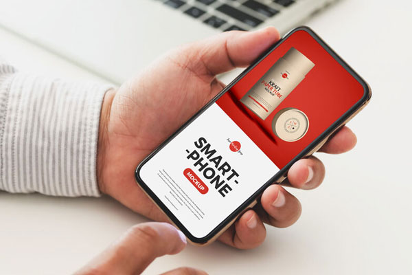 Mockup Featuring Hand Holding Smartphone