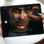 Mockup Featuring Hands Holding a Tablet and a Digital Pen