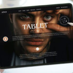 Mockup Featuring Hands Holding a Tablet and a Digital Pen