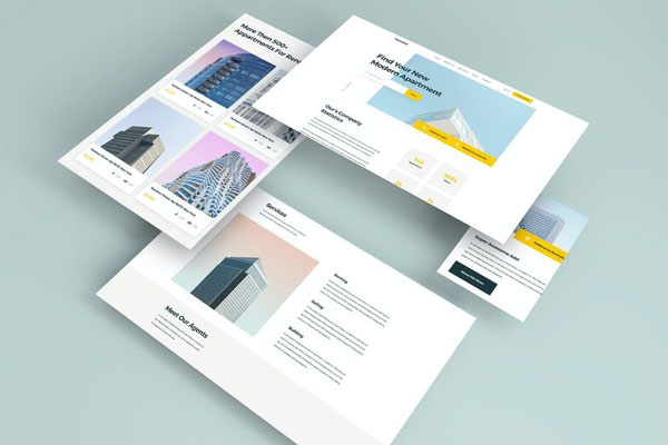 Mockup Featuring Isometric Web Pages in Perspective View