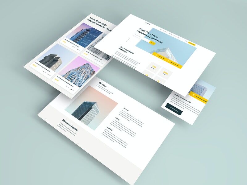 Mockup Featuring Isometric Web Pages in Perspective View