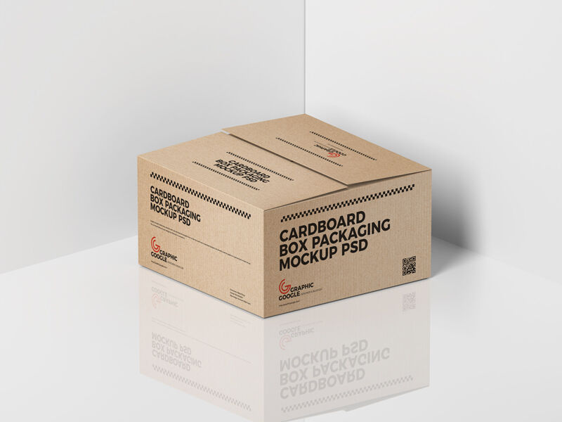 Mockup Featuring Kraft Packaging Box at the 34 Angle View