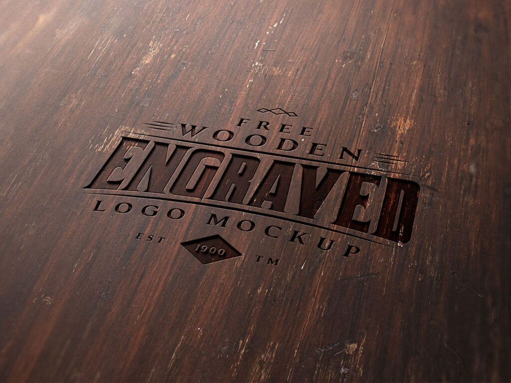 Mockup Featuring Logo Carved in the Wood / Text Effect