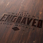 Mockup Featuring Logo Carved in the Wood / Text Effect