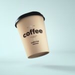 Mockup Featuring Low-Angle View of Floating Paper Coffee Cup