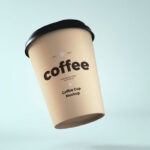 Mockup Featuring Low-Angle View of Floating Paper Coffee Cup