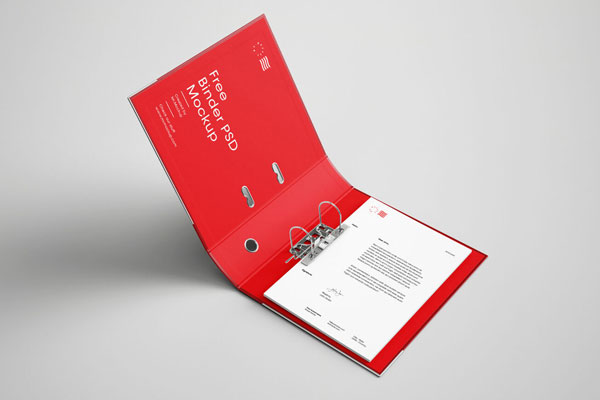 Mockup Featuring Opened Binder Containing A4 Papers
