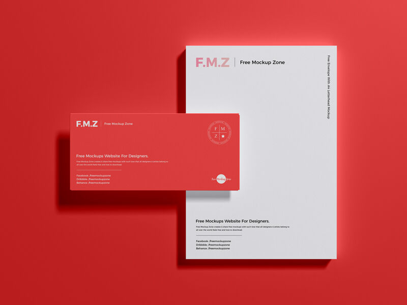 Mockup Featuring Overhead View of A4 Letterhead and Envelope