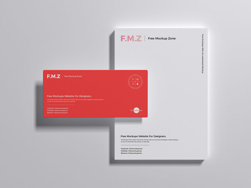 Mockup Featuring Overhead View of A4 Letterhead and Envelope FREE PSD